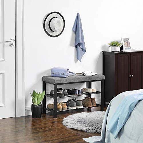 Benches : Shoe Bench, 3-Tier Shoe Rack Storage Organizer with Foam Padded Seat