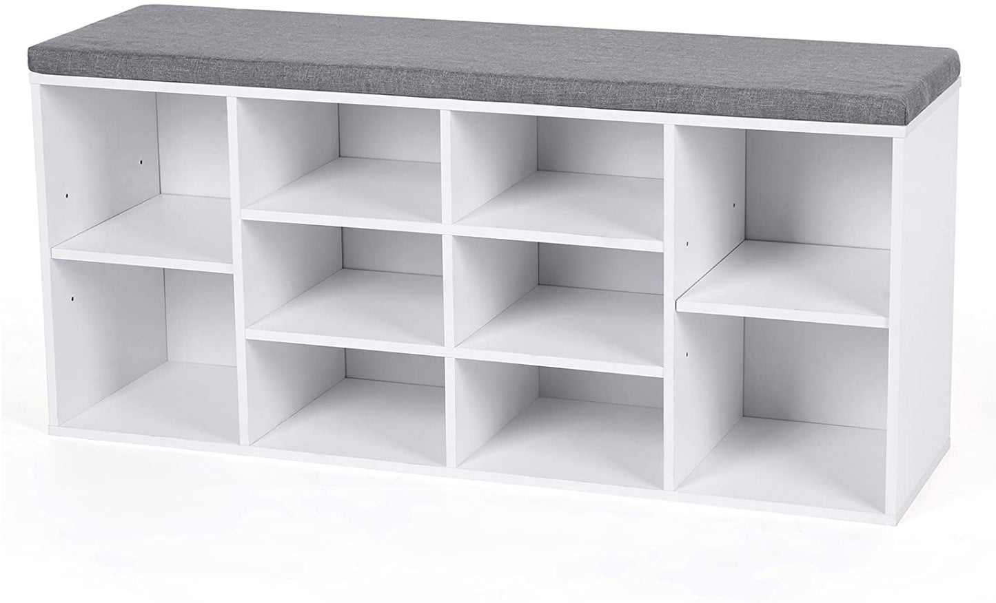 Benches : Shoe Cabinet Storage Bench with Cushion, Adjustable Shelves