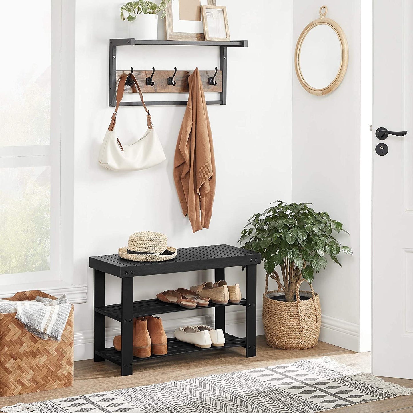 Benches : Shoe Rack Bench,3-Tier Bamboo Shoe Organizer,Storage Shelf Holds