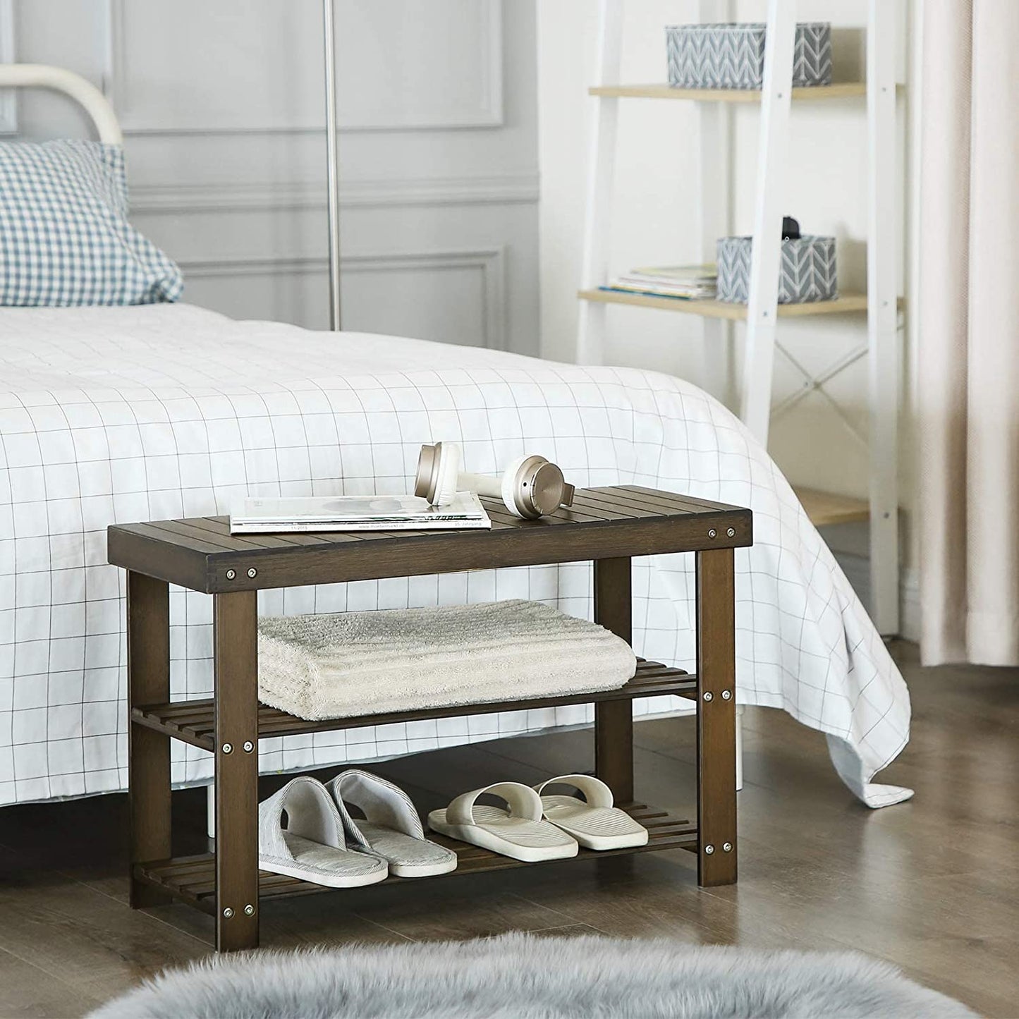 Benches : Shoe Rack Bench,3-Tier Bamboo Shoe Organizer,Storage Shelf Holds