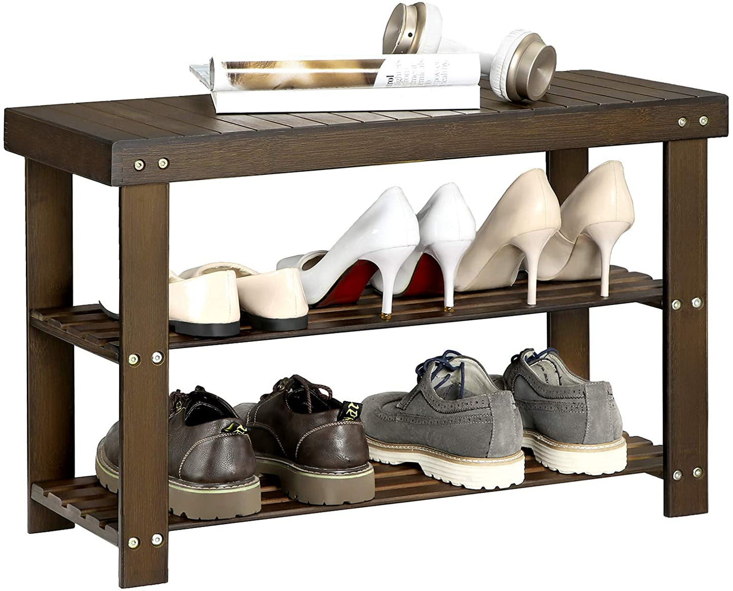 Benches : Shoe Rack Bench,3-Tier Bamboo Shoe Organizer,Storage Shelf Holds