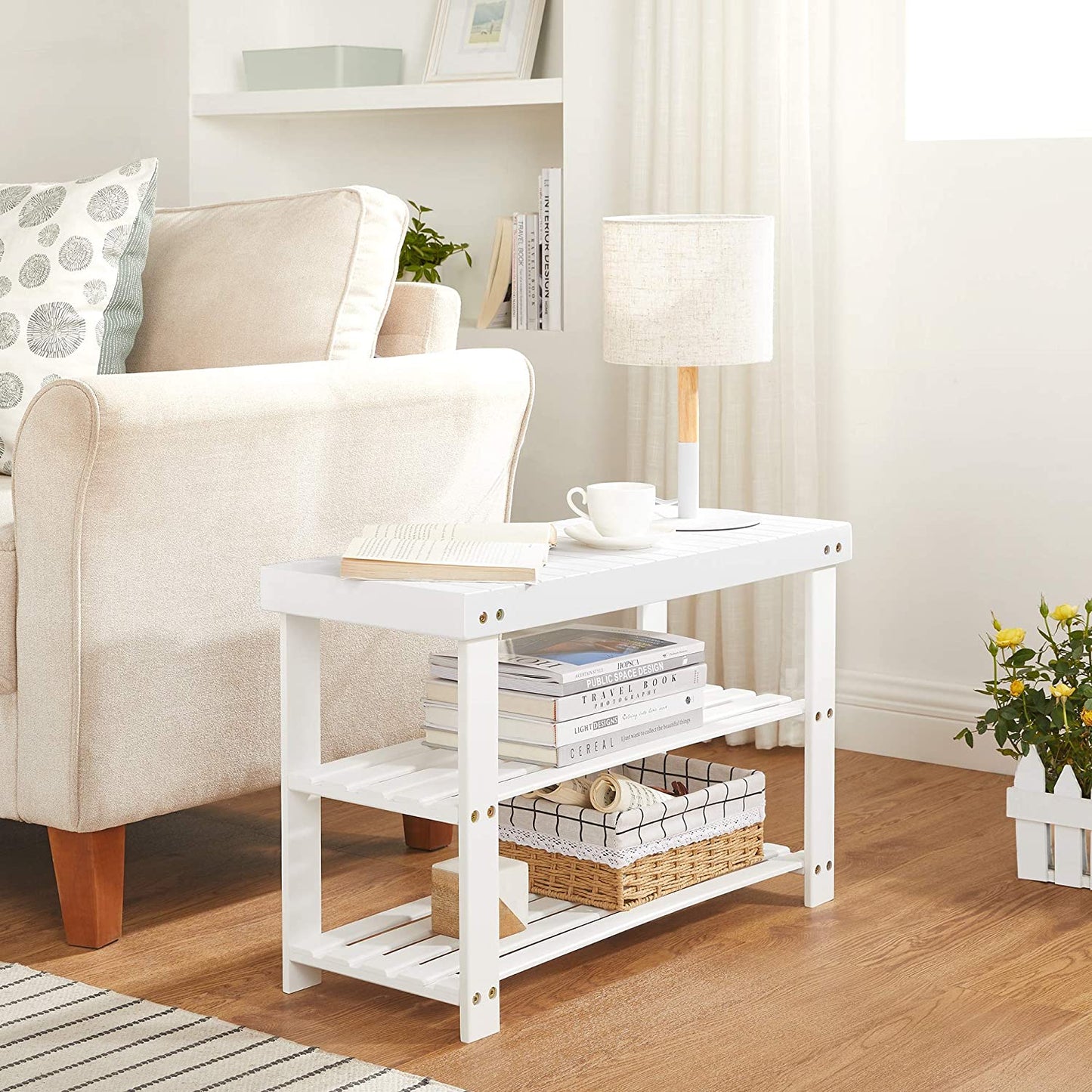 Benches : Shoe Rack Bench,3-Tier Bamboo Shoe Organizer,Storage Shelf Holds