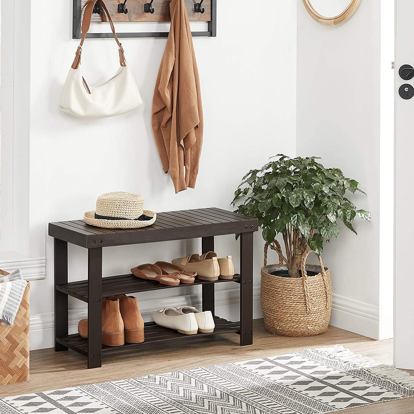 Benches : Shoe Rack Bench,3-Tier Bamboo Shoe Organizer,Storage Shelf Holds