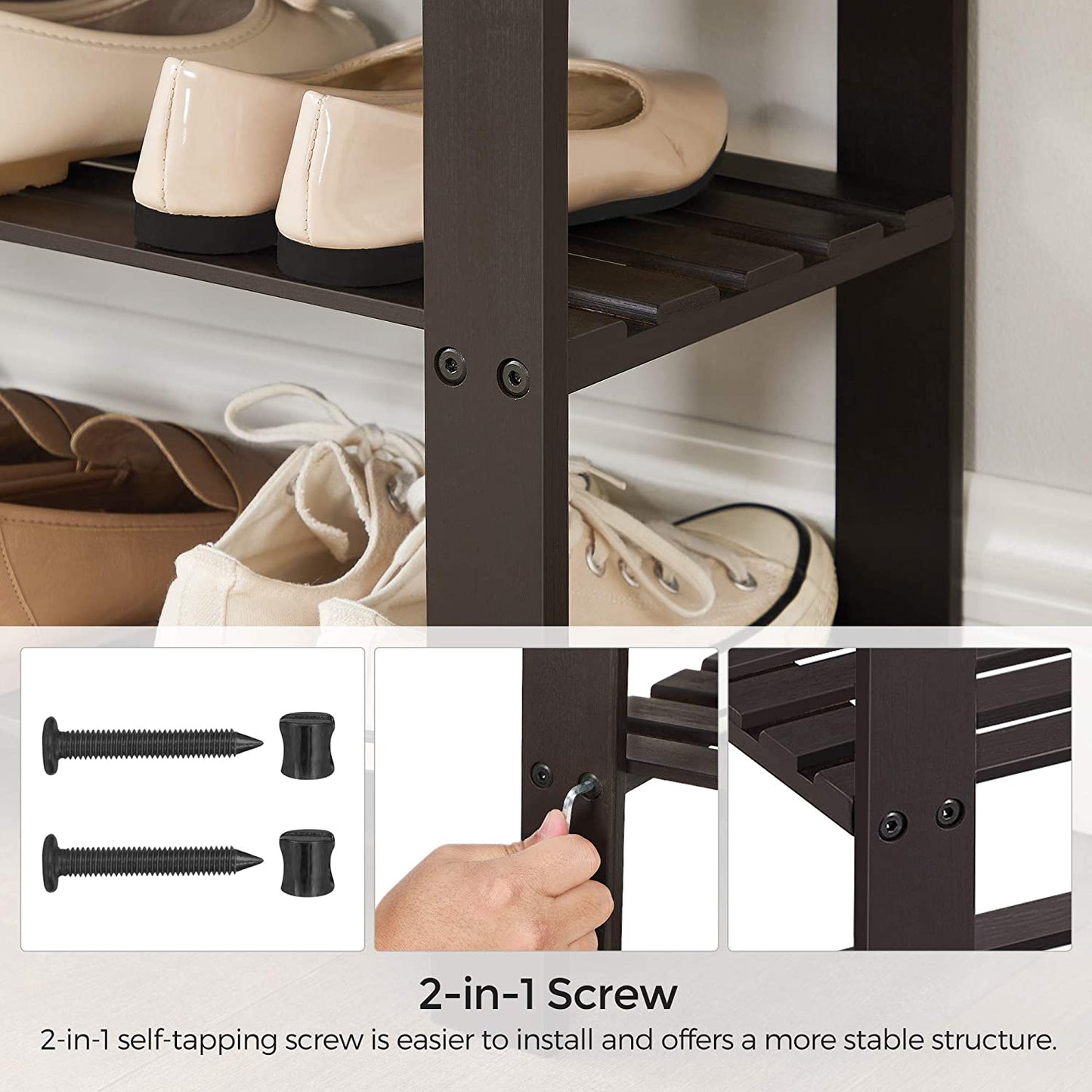 Benches : Shoe Rack Bench,3-Tier Bamboo Shoe Organizer,Storage Shelf Holds
