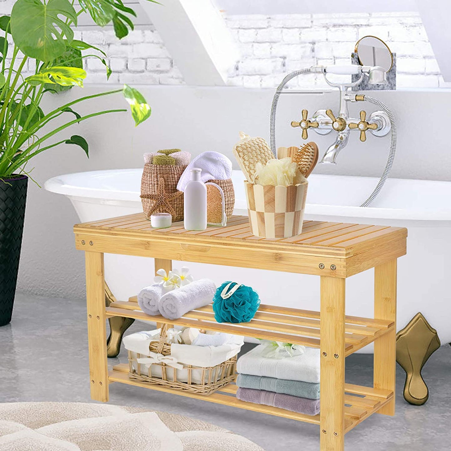Benches : Shoe Rack Bench, 3-Tier Entryway Organizer Shelf with Storage Drawer