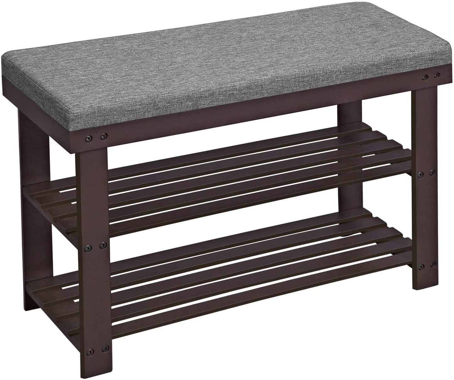 Benches Stable Shoe Organizer for Entryway, Living Room, Brown and Gray-4