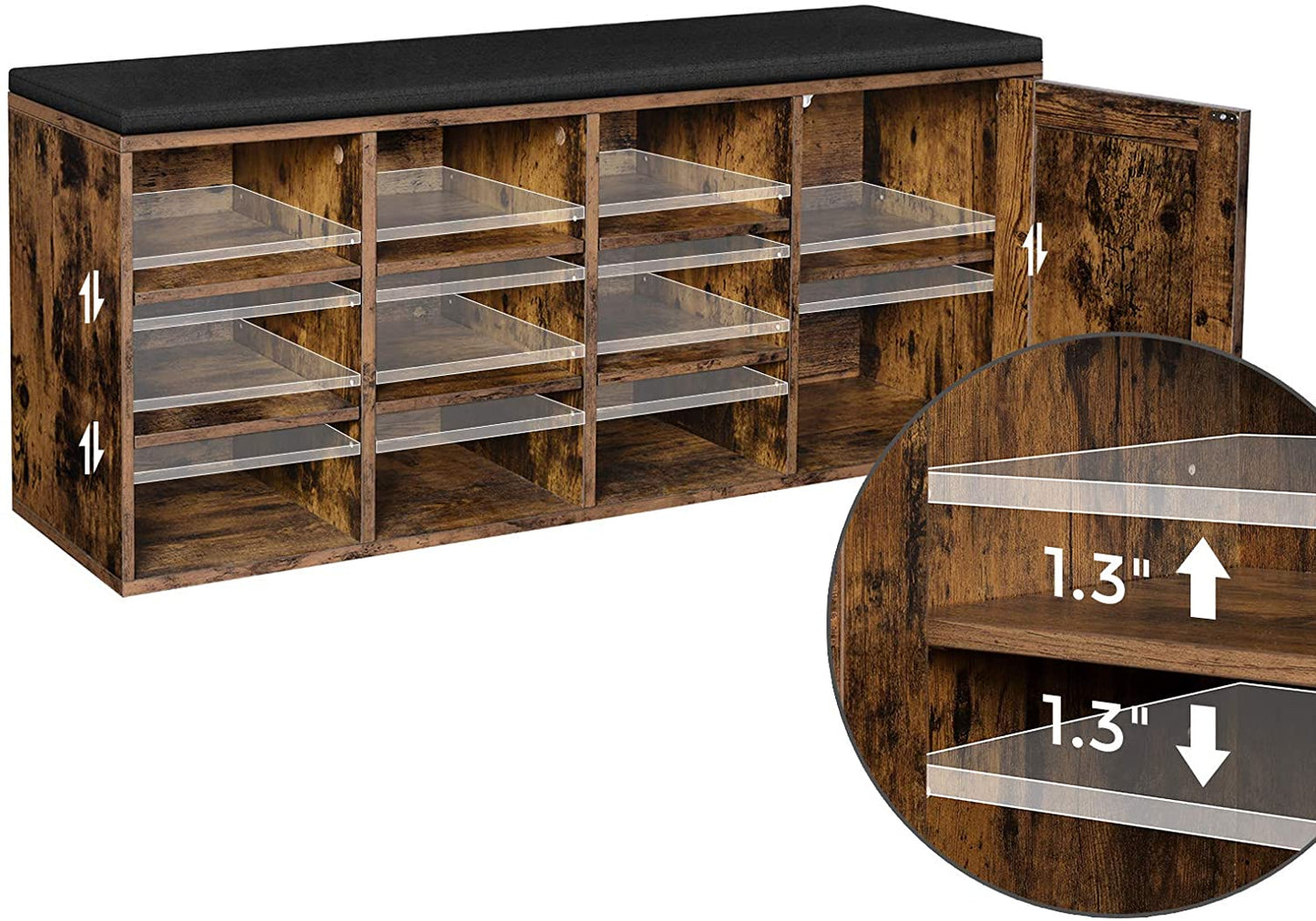 Benches : Storage Bench with Cupboard and 9 Open Compartments