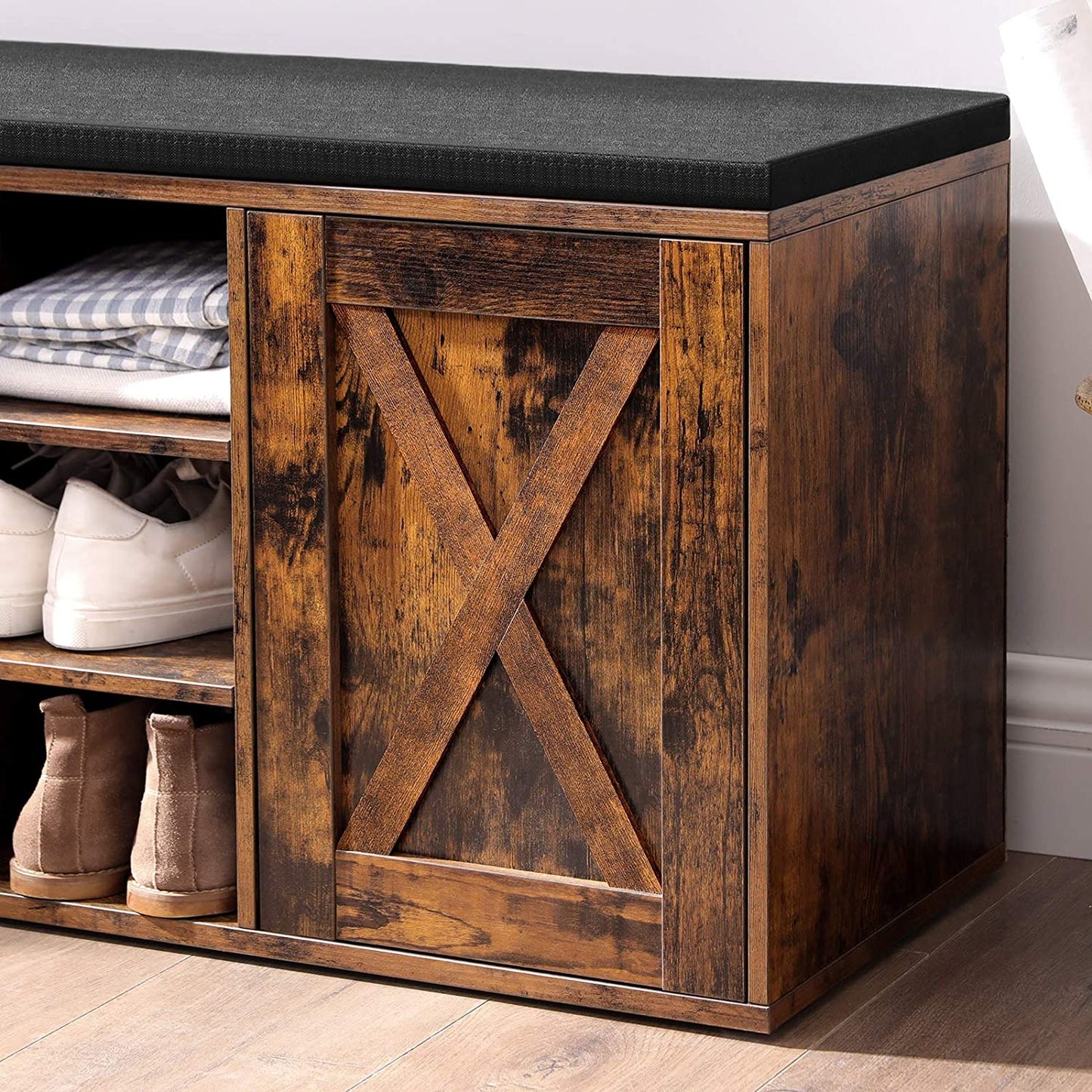 Benches : Storage Bench with Cupboard and 9 Open Compartments