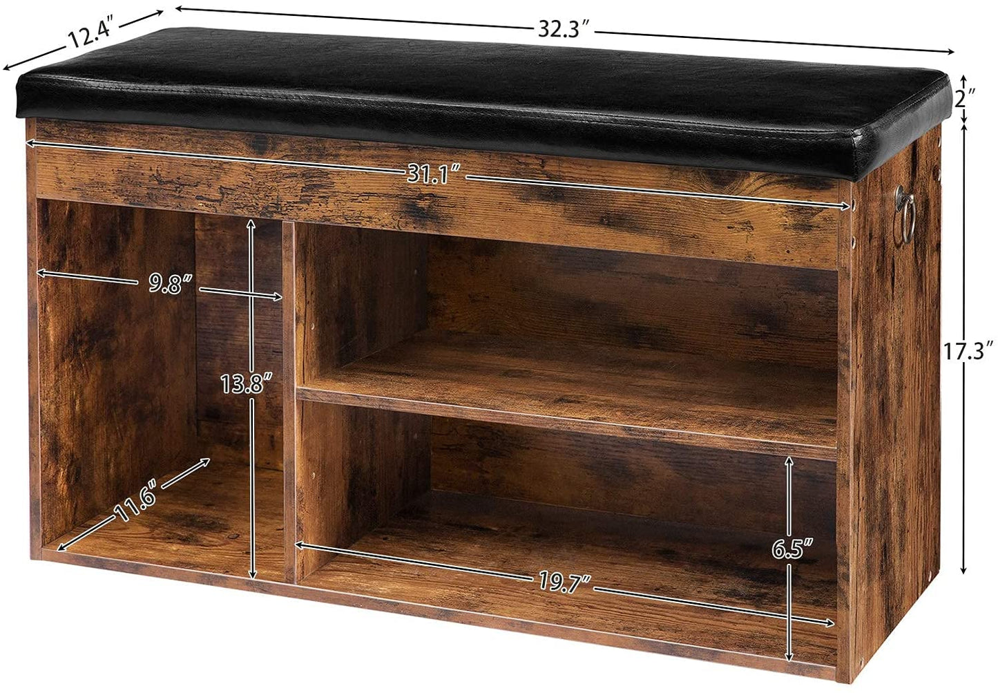 Benches : Storage Bench with Flip-Open Storage Box and Adjustable Shelf