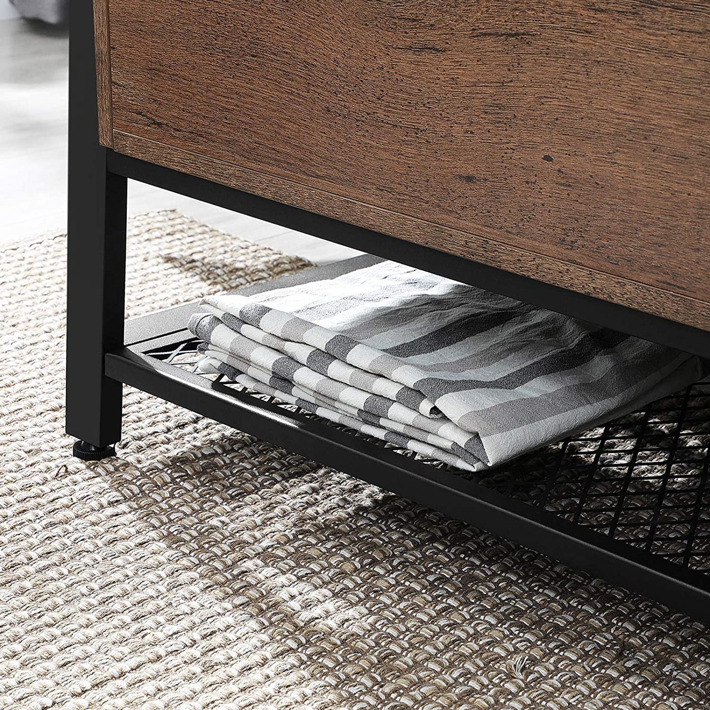 Benches Sturdy Steel Frame, Hallway, Living Room, Hazelnut Brown and Black