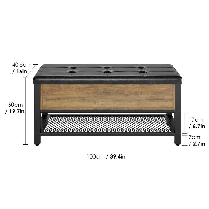 Benches: Sturdy Steel Frame, Hallway, Living Room, Hazelnut Brown and Black