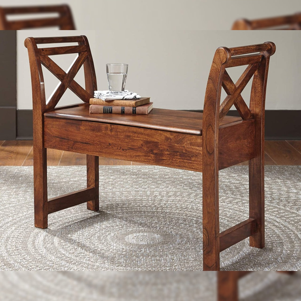Benches Traditional Accent Bench with Hidden Storage Under Seat,