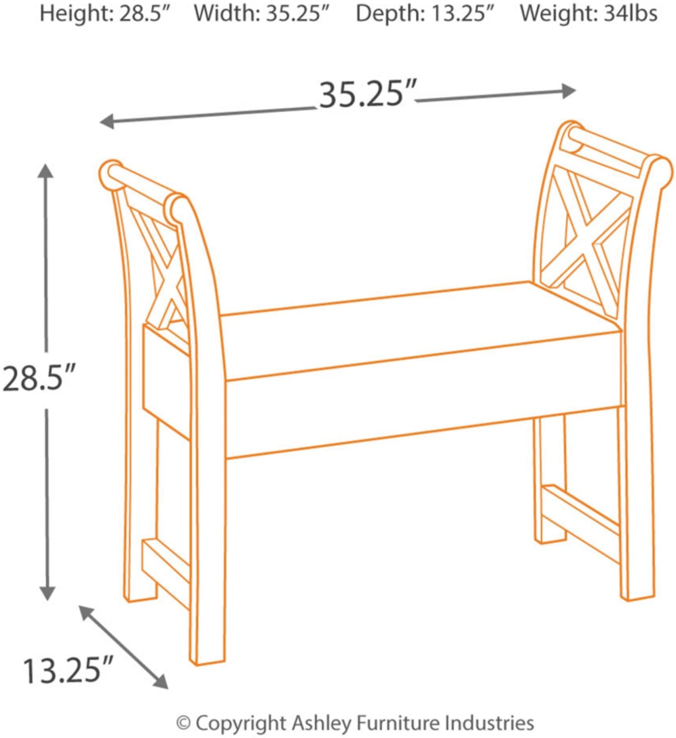 Benches Traditional Accent Bench with Hidden Storage Under Seat, Brown