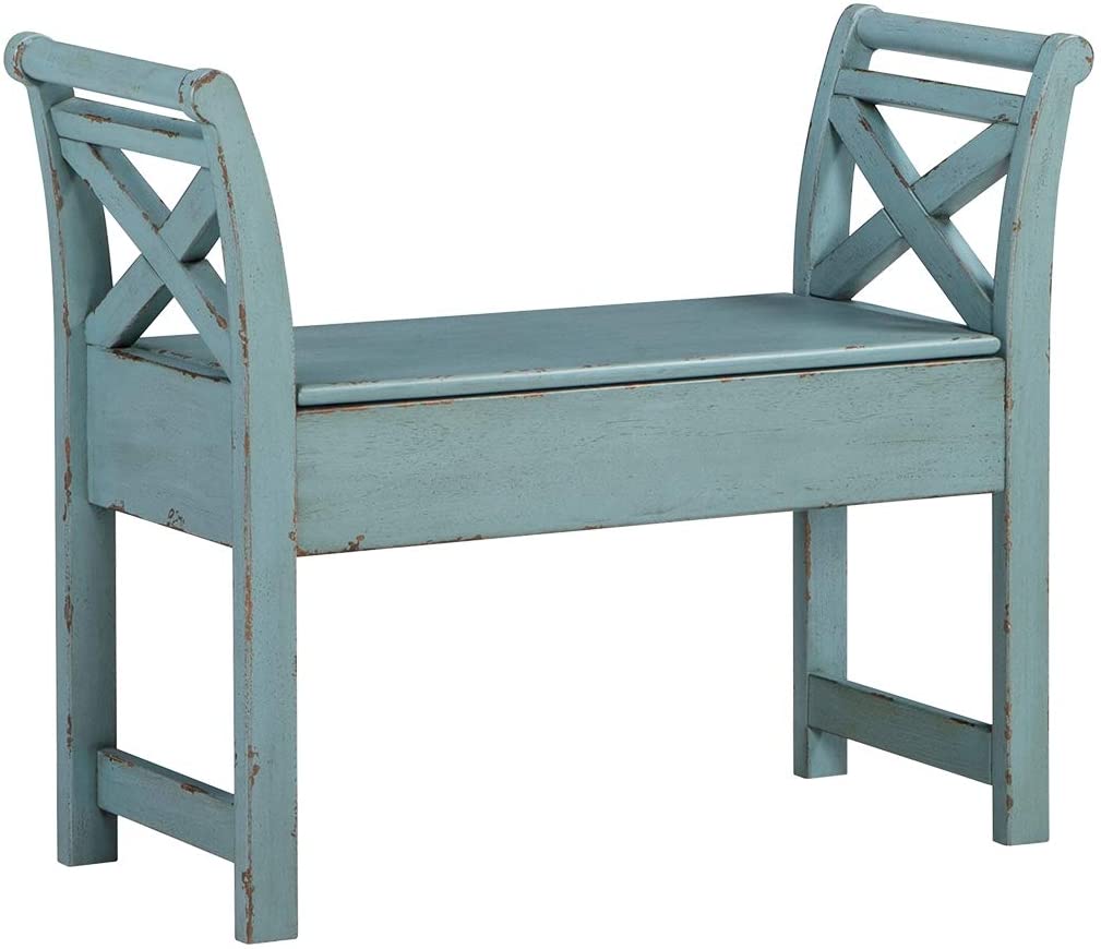 Benches Traditional Accent Bench with Hidden Storage Under Seat, Brown