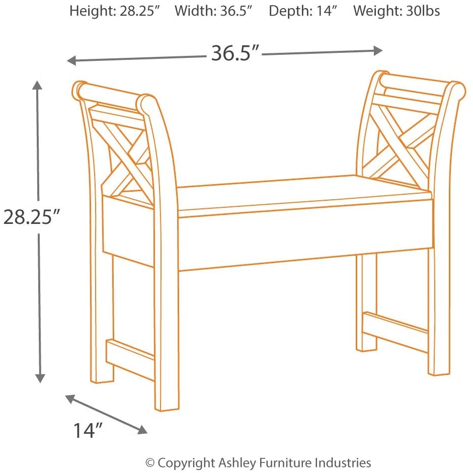 Benches Traditional Accent Bench with Hidden Storage Under Seat, Brown