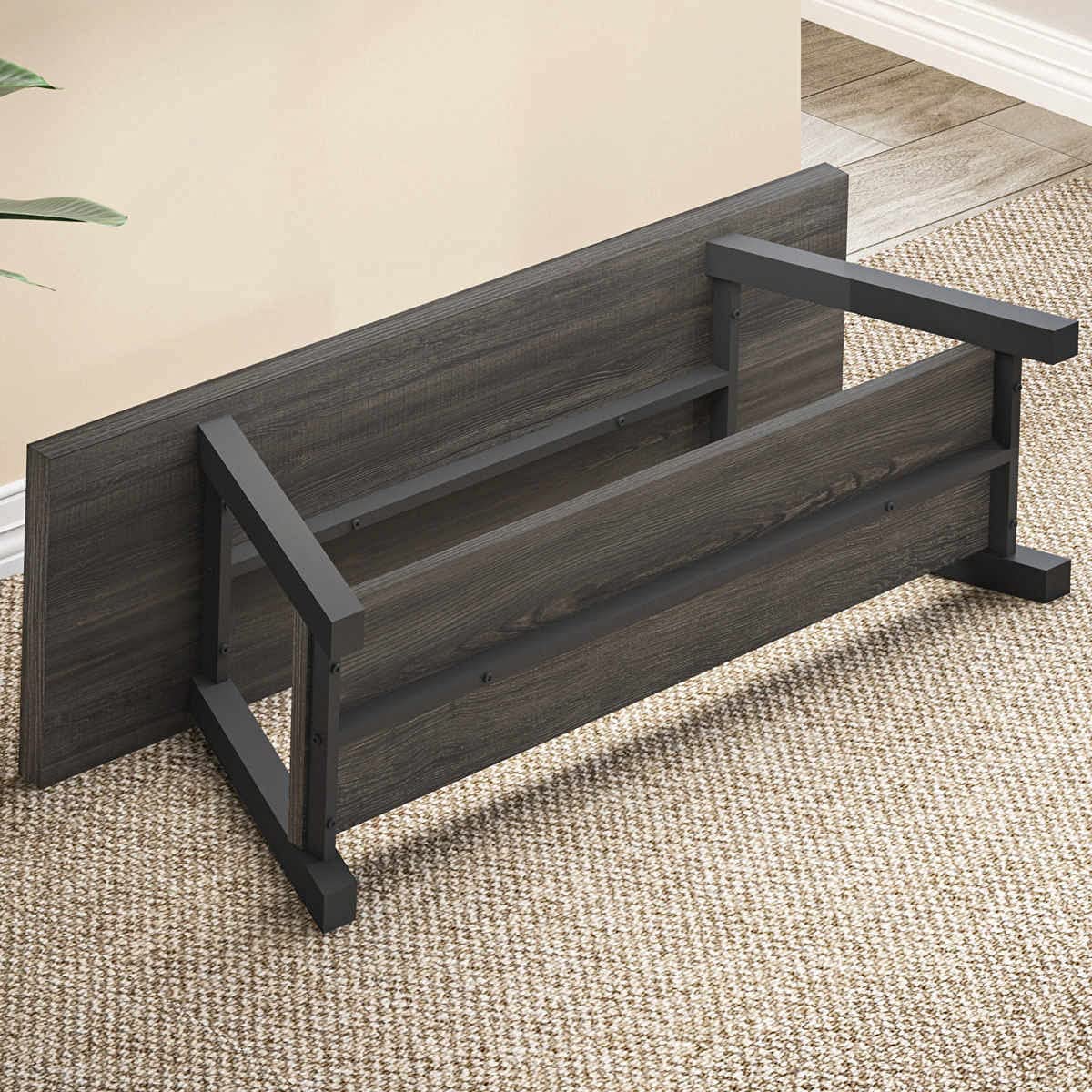 Benches: Wood and Metal Storage Bench