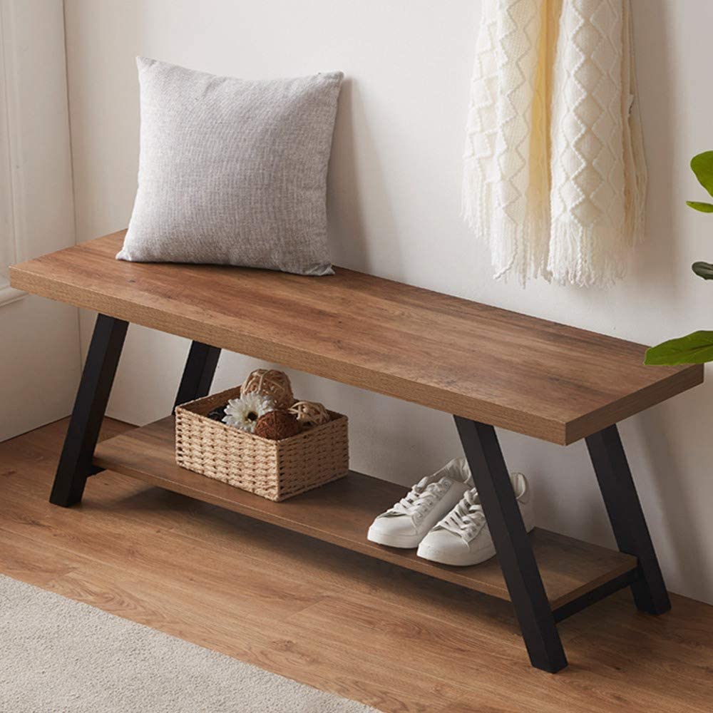 Benches: Wood and Metal Storage Bench
