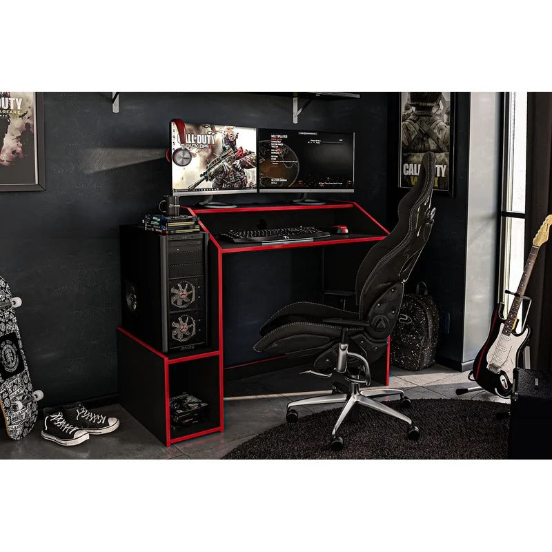 Computer Table: Black & Red 45.69'' Computer Desk