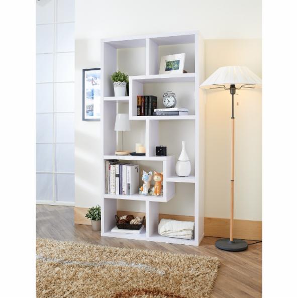 BookCase: Phantom Contoured Leveled Wooden Showcase Display Cabinet/ Bookcase - White