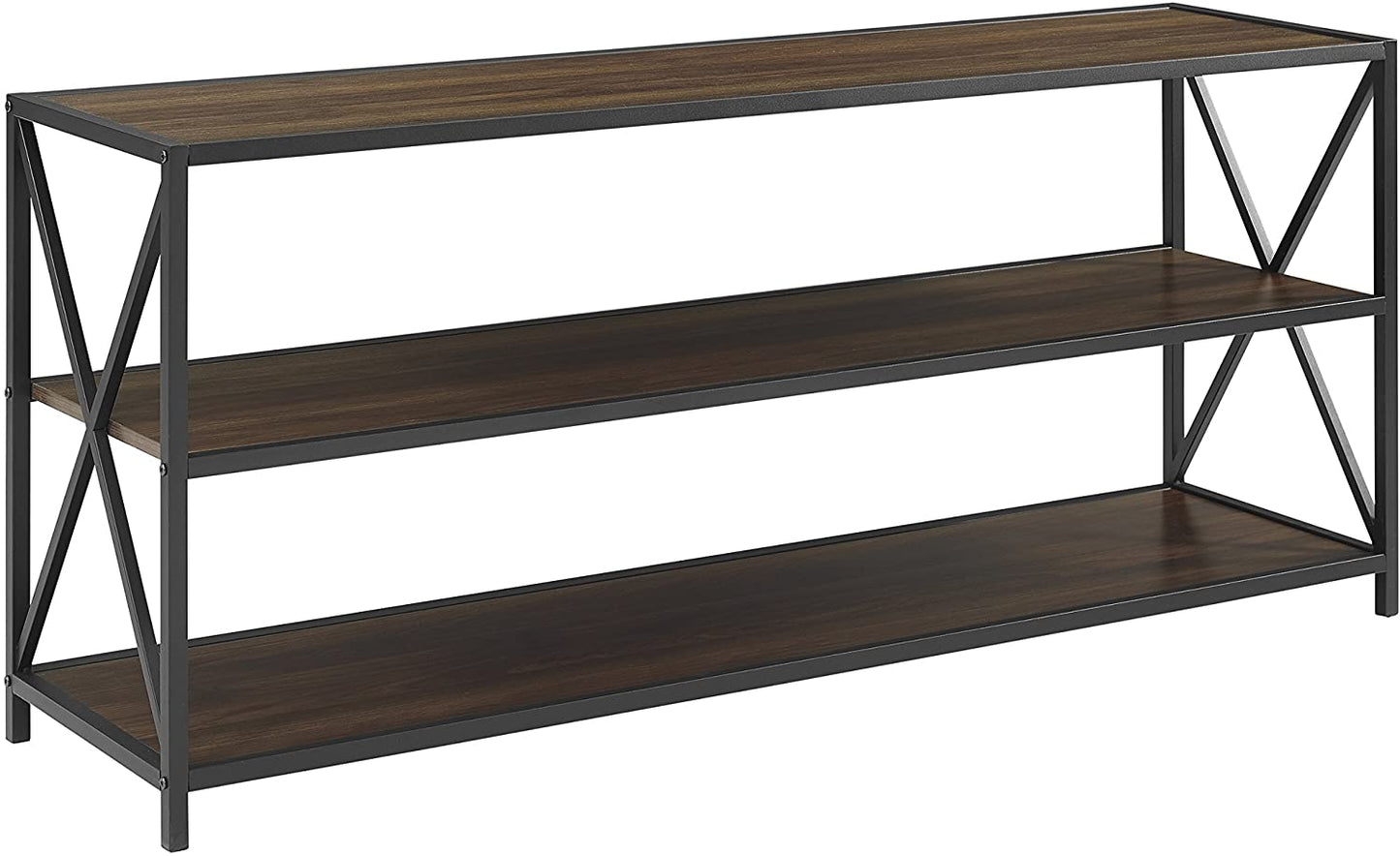 Bookshelf: 2 Shelf Industrial Wood Metal Bookcase Storage