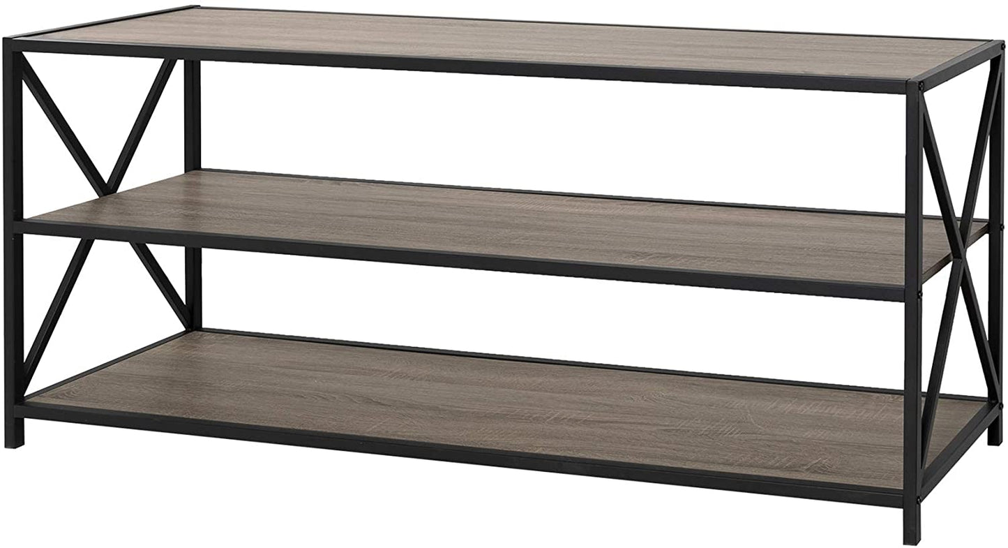 Bookshelf: 2 Shelf Industrial Wood Metal Bookcase Storage