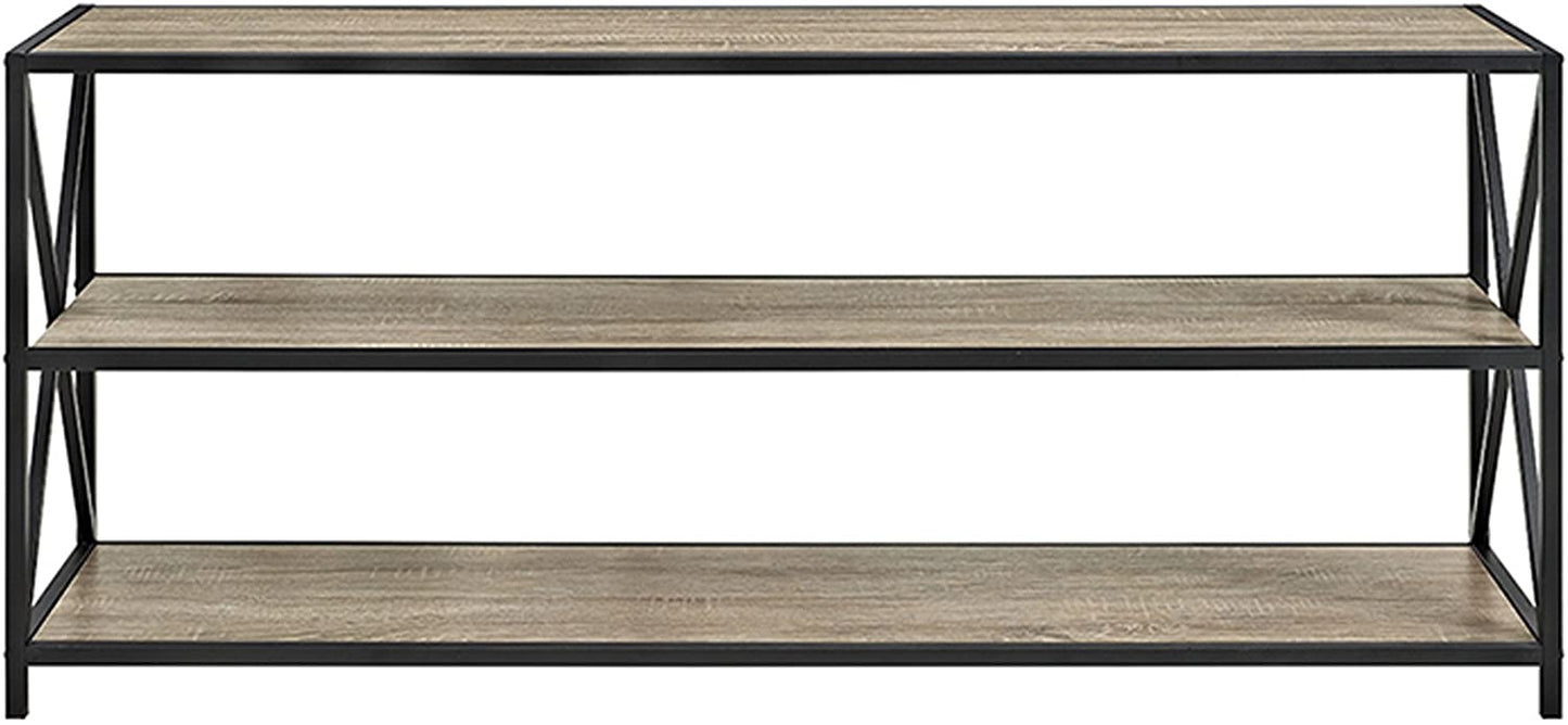 Bookshelf: 2 Shelf Industrial Wood Metal Bookcase Storage