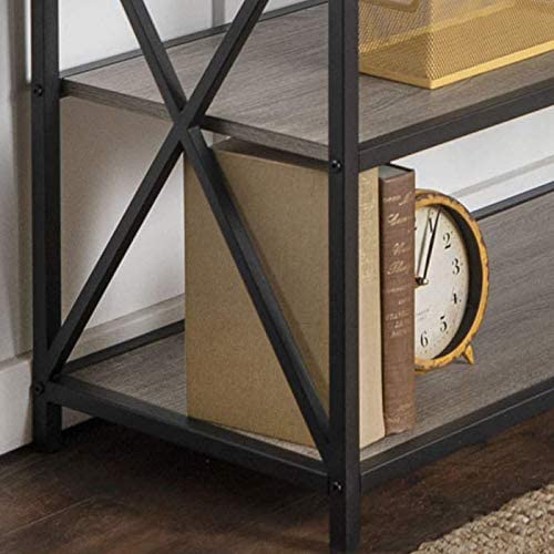 Bookshelf: 2 Shelf Industrial Wood Metal Bookcase Storage