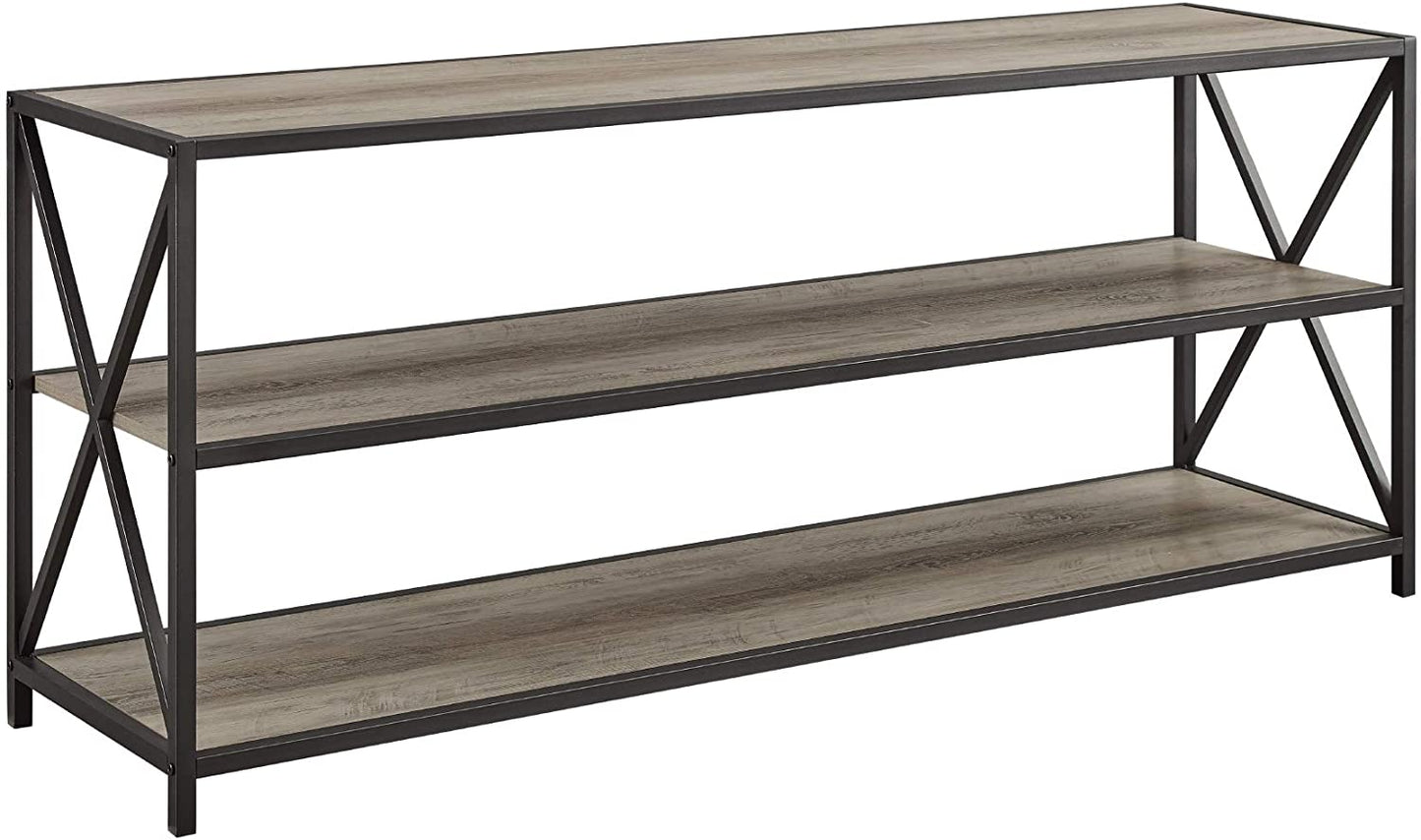 Bookshelf: 2 Shelf Industrial Wood Metal Bookcase Storage
