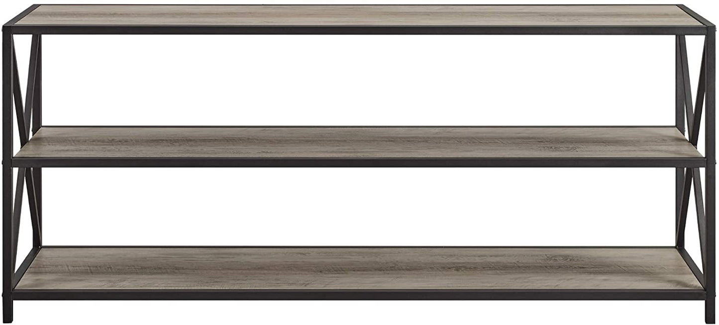 Bookshelf: 2 Shelf Industrial Wood Metal Bookcase Storage