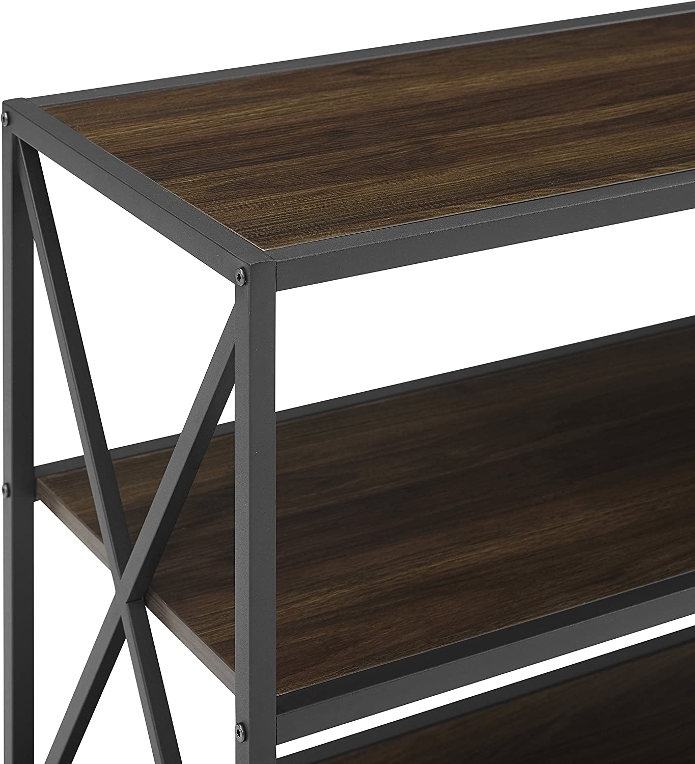 Bookshelf: 2 Shelf Industrial Wood Metal Bookcase Storage
