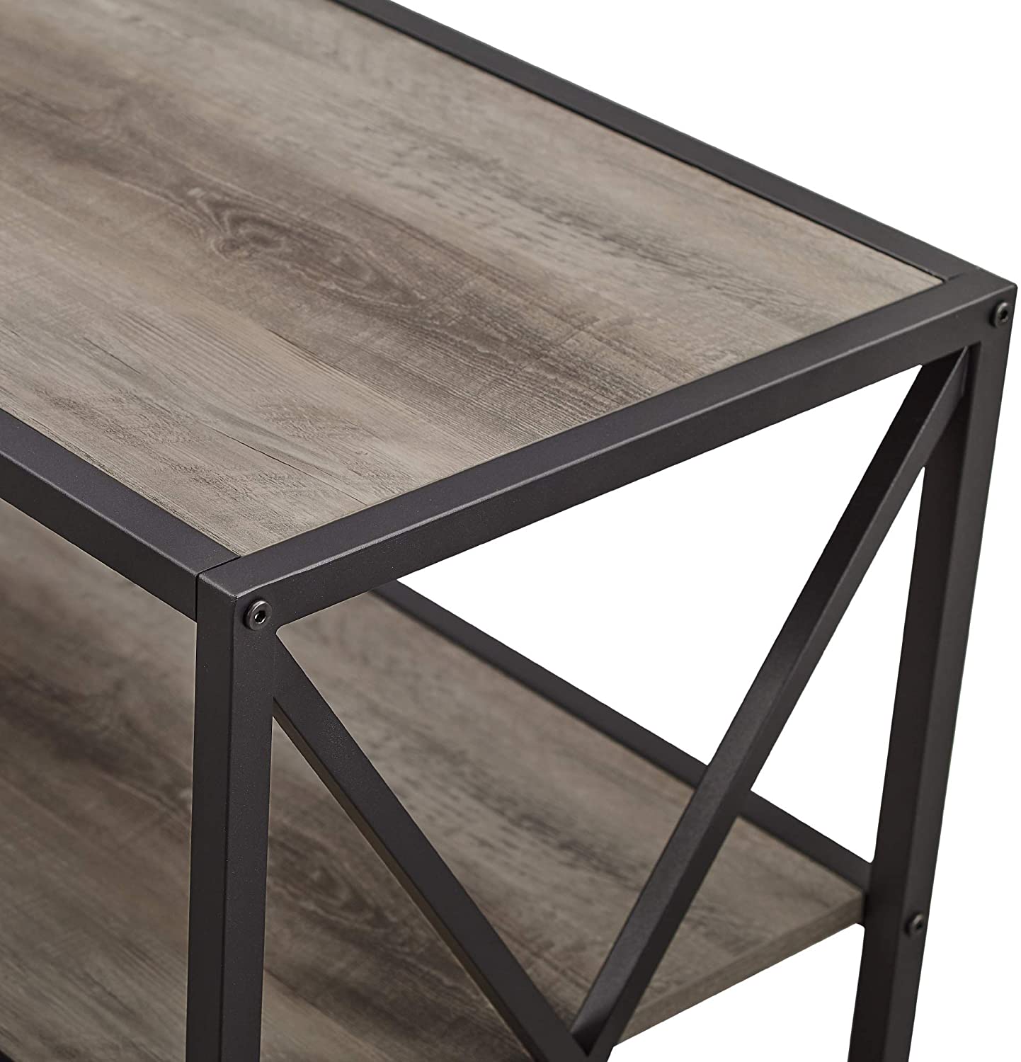 Bookshelf: 2 Shelf Industrial Wood Metal Bookcase Storage