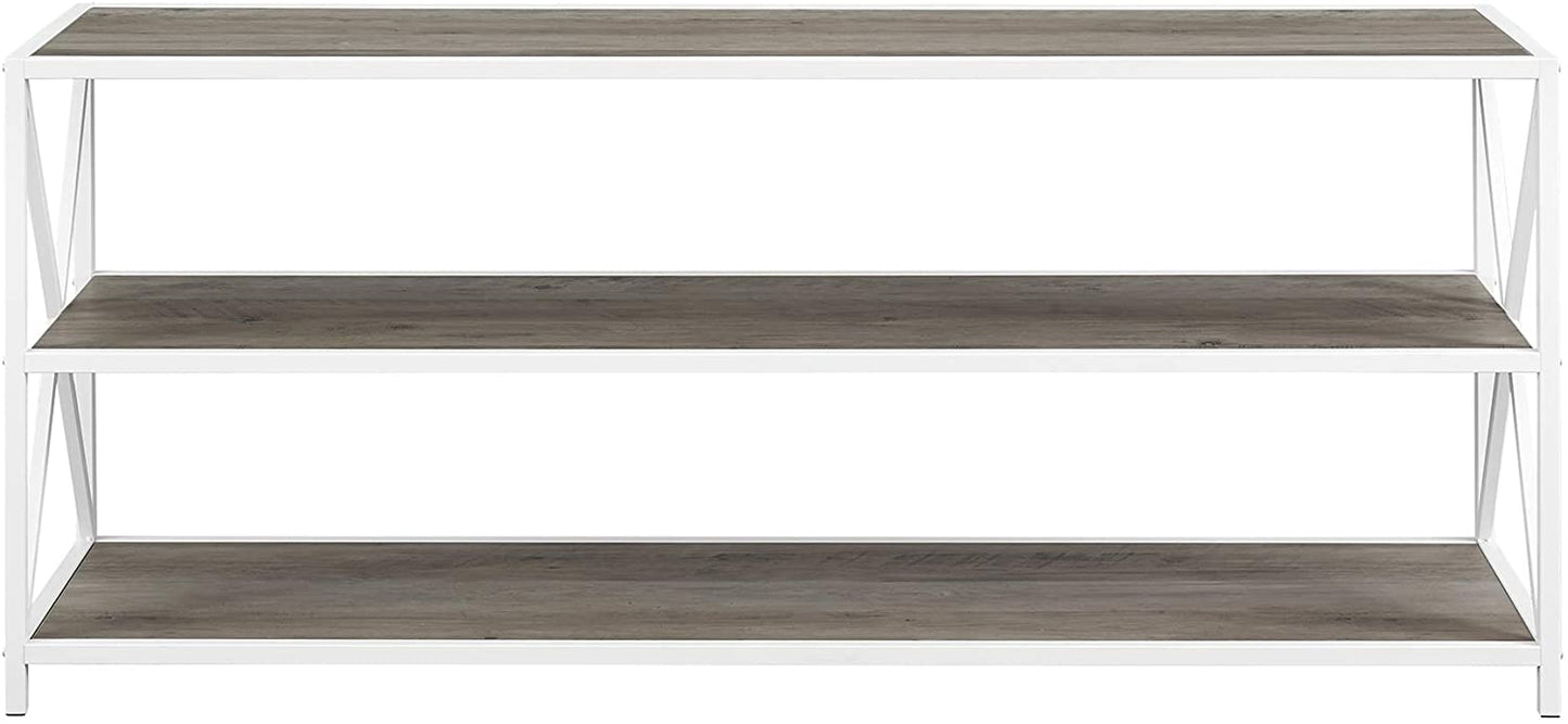 Bookshelf: 2 Shelf Industrial Wood Metal Bookcase Storage\