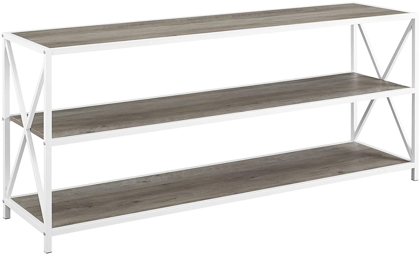 Bookshelf: 2 Shelf Industrial Wood Metal Bookcase Storage