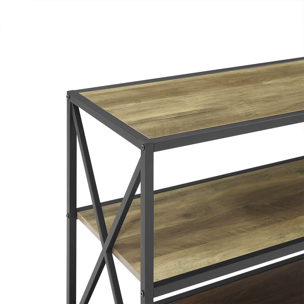 Bookshelf: 2 Shelf Industrial Wood Metal Bookcase Storage