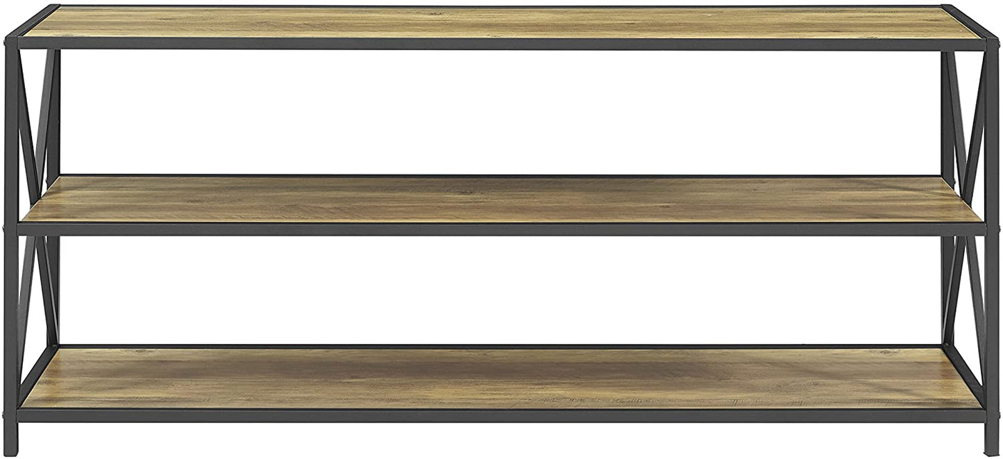Bookshelf: 2 Shelf Industrial Wood Metal Bookcase Storage