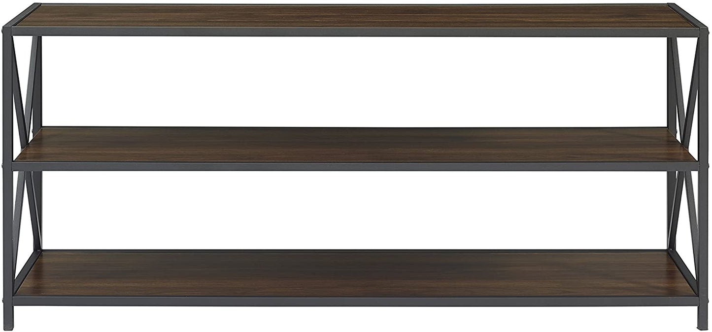 Bookshelf: 2 Shelf Industrial Wood Metal Bookcase Storage