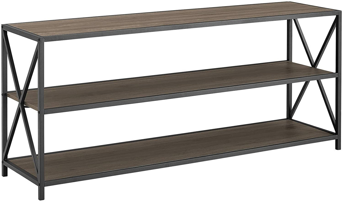 Bookshelf: 2 Shelf Industrial Wood Metal Bookcase Storage