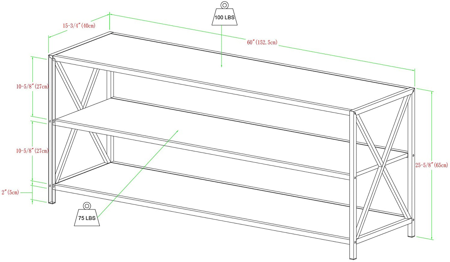 Bookshelf: 2 Shelf Industrial Wood Metal Bookcase Storage
