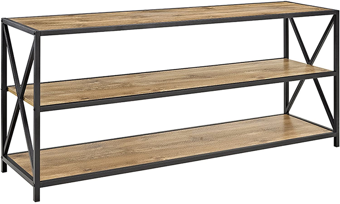 Bookshelf: 2 Shelf Industrial Wood Metal Bookcase Storage