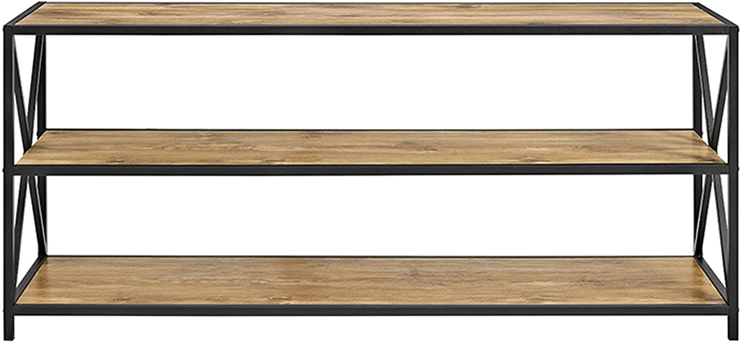Bookshelf: 2 Shelf Industrial Wood Metal Bookcase Storage