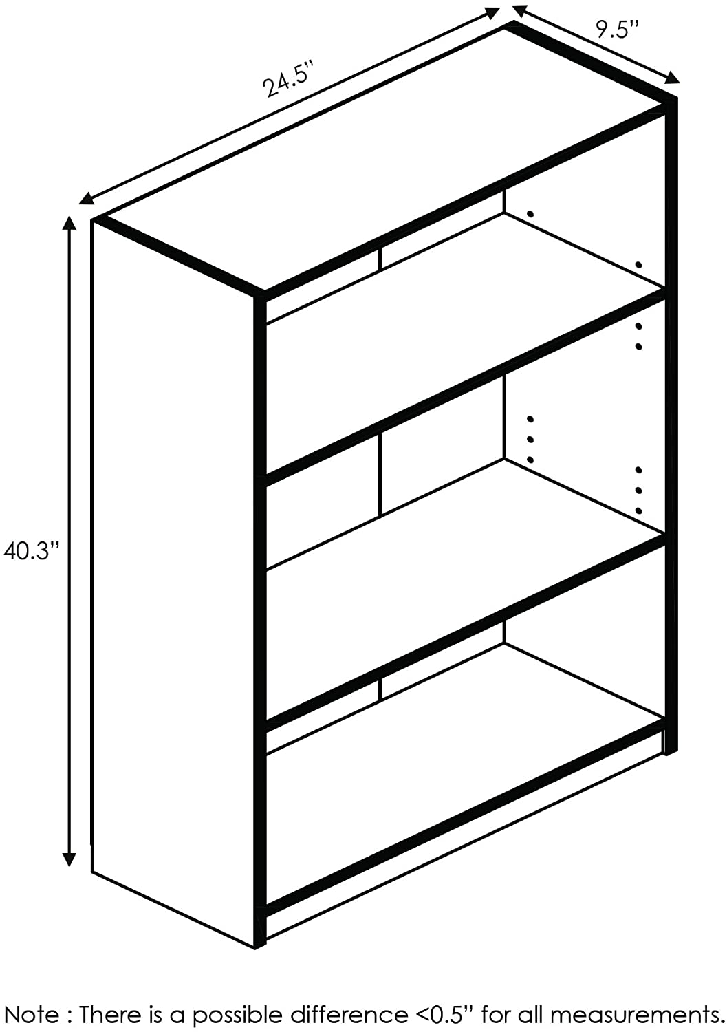 Bookshelf: 3-Tier Adjustable Shelf