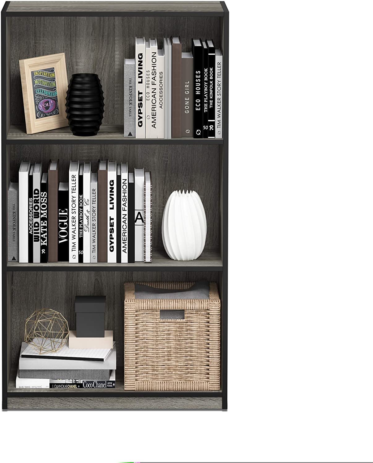 Bookshelf: 3-Tier Bookcase Storage Shelves
