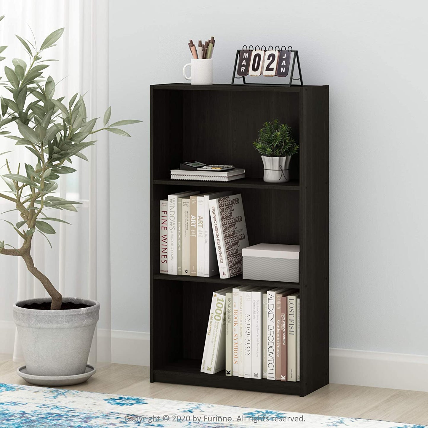 Bookshelf: 3-Tier Bookcase Storage Shelves