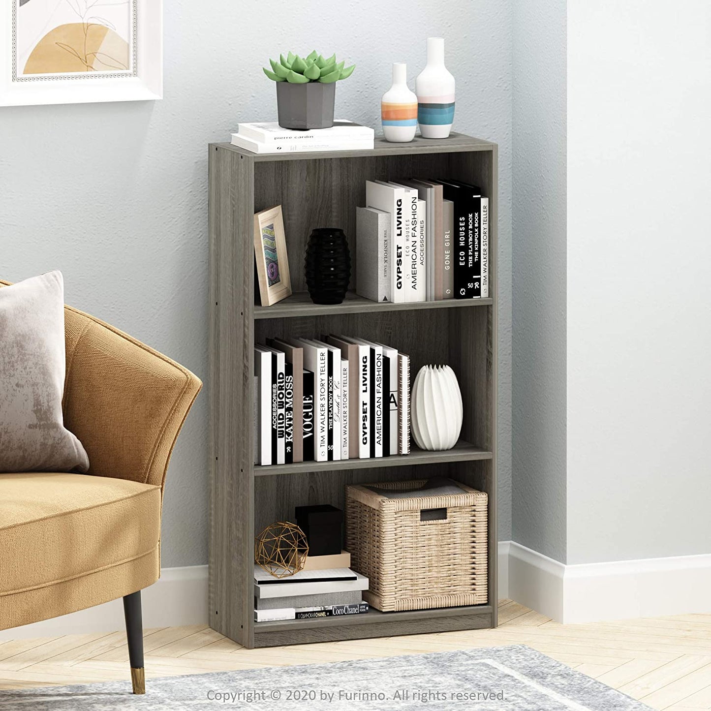 Bookshelf: 3-Tier Bookcase Storage Shelves