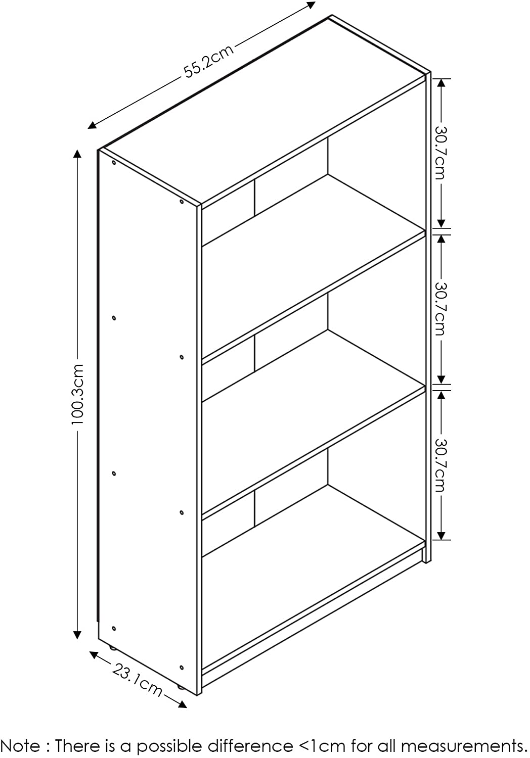 Bookshelf: 3-Tier Bookcase Storage Shelves