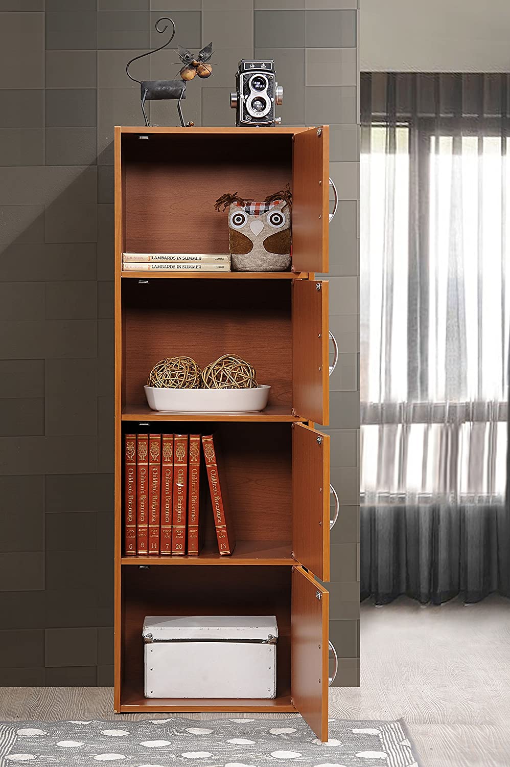 Bookshelf: 4-Shelf Bookcase Cabinet