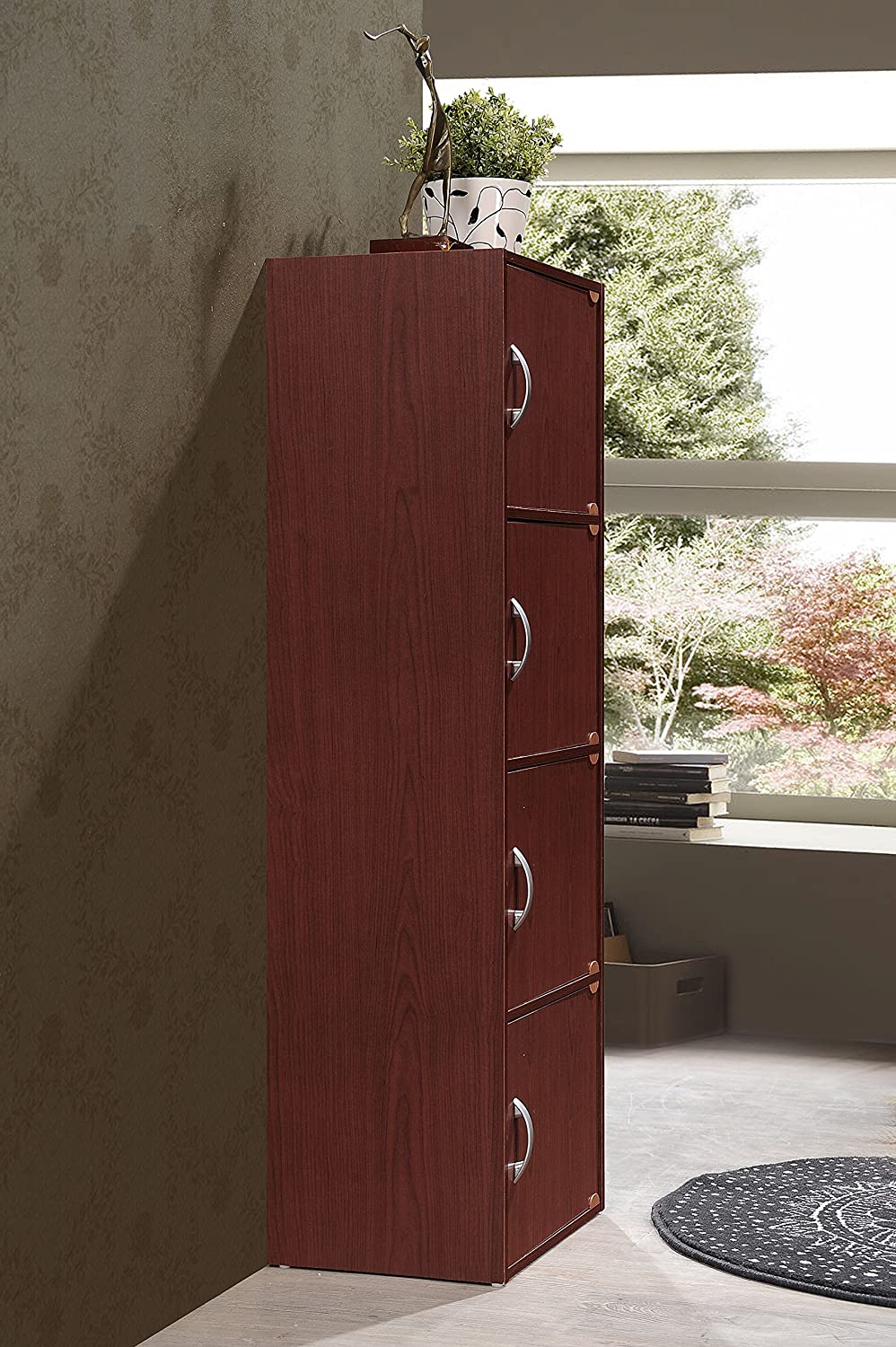 Bookshelf: 4-Shelf Bookcase Cabinet