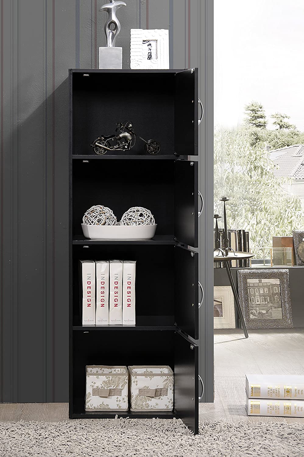 Bookshelf: 4-Shelf Bookcase Cabinet