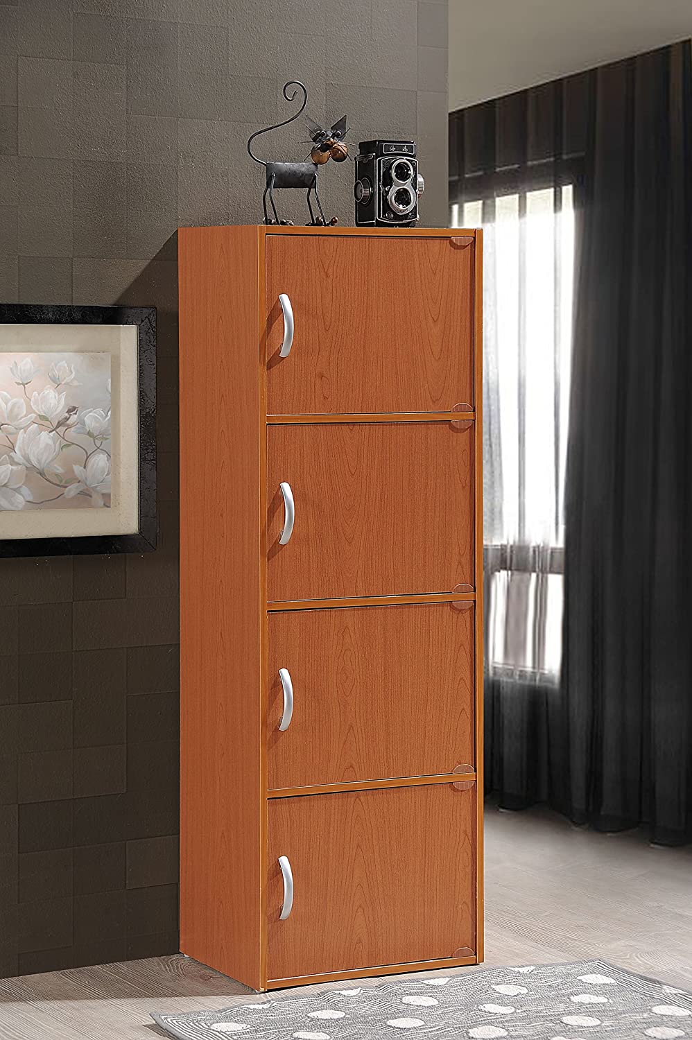 Bookshelf: 4-Shelf Bookcase Cabinet