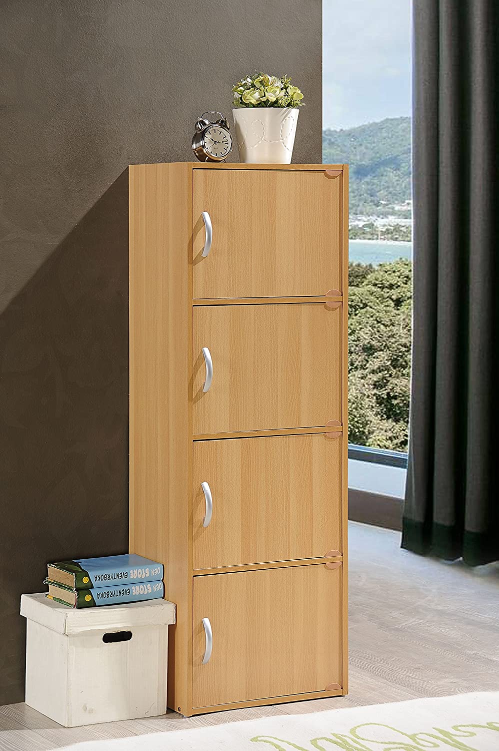 Bookshelf: 4-Shelf Bookcase Cabinet
